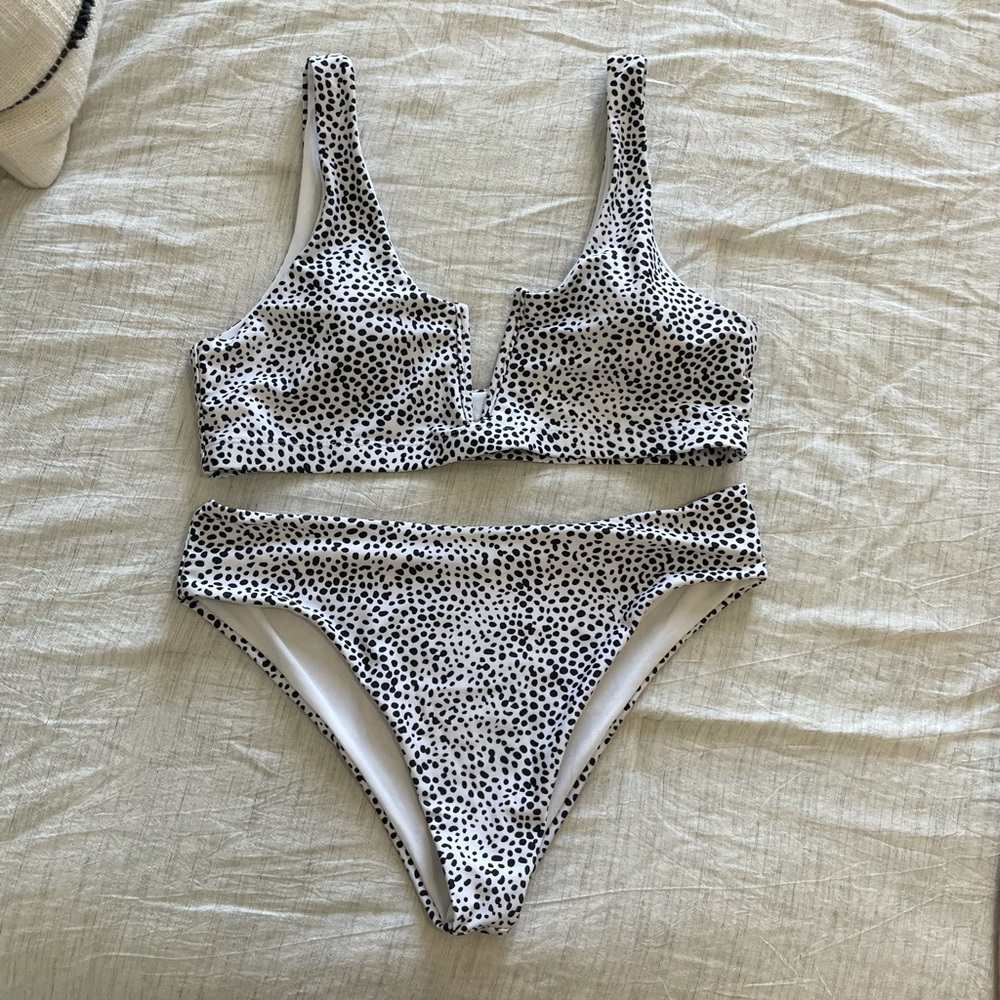 Polka dotted swimsuit